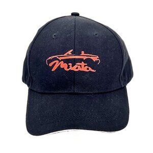 Mazda Miata Black Baseball Hat Cap Red Logo Adjustable Strapback Cotton Unisex